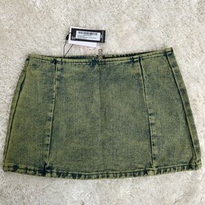 PLT Denim Mini Skirt in Green